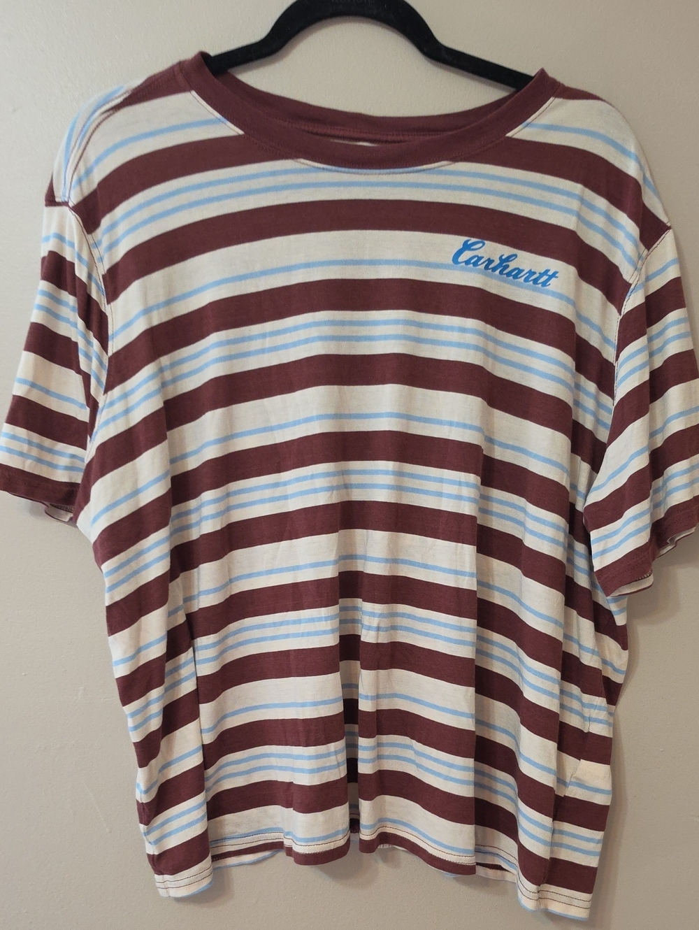 Carhartt Men’s Striped Short-Sleeve Tee in Brown & White